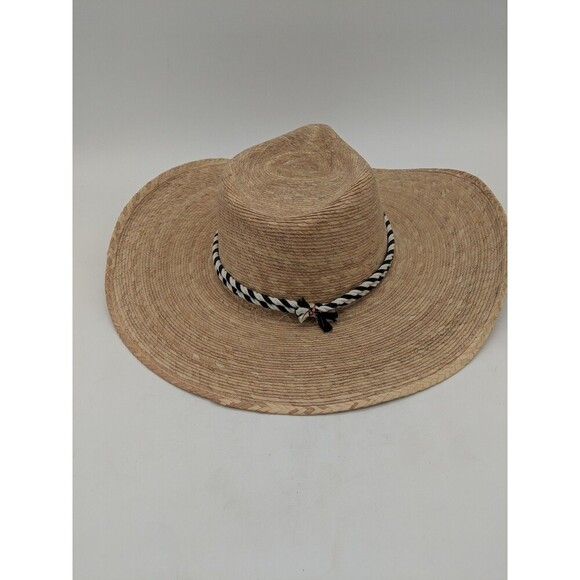 D'avila Palm Straw Black & White Rope Western Hat Made In Mexico Size 59-7 3/8 - Picture 4 of 9